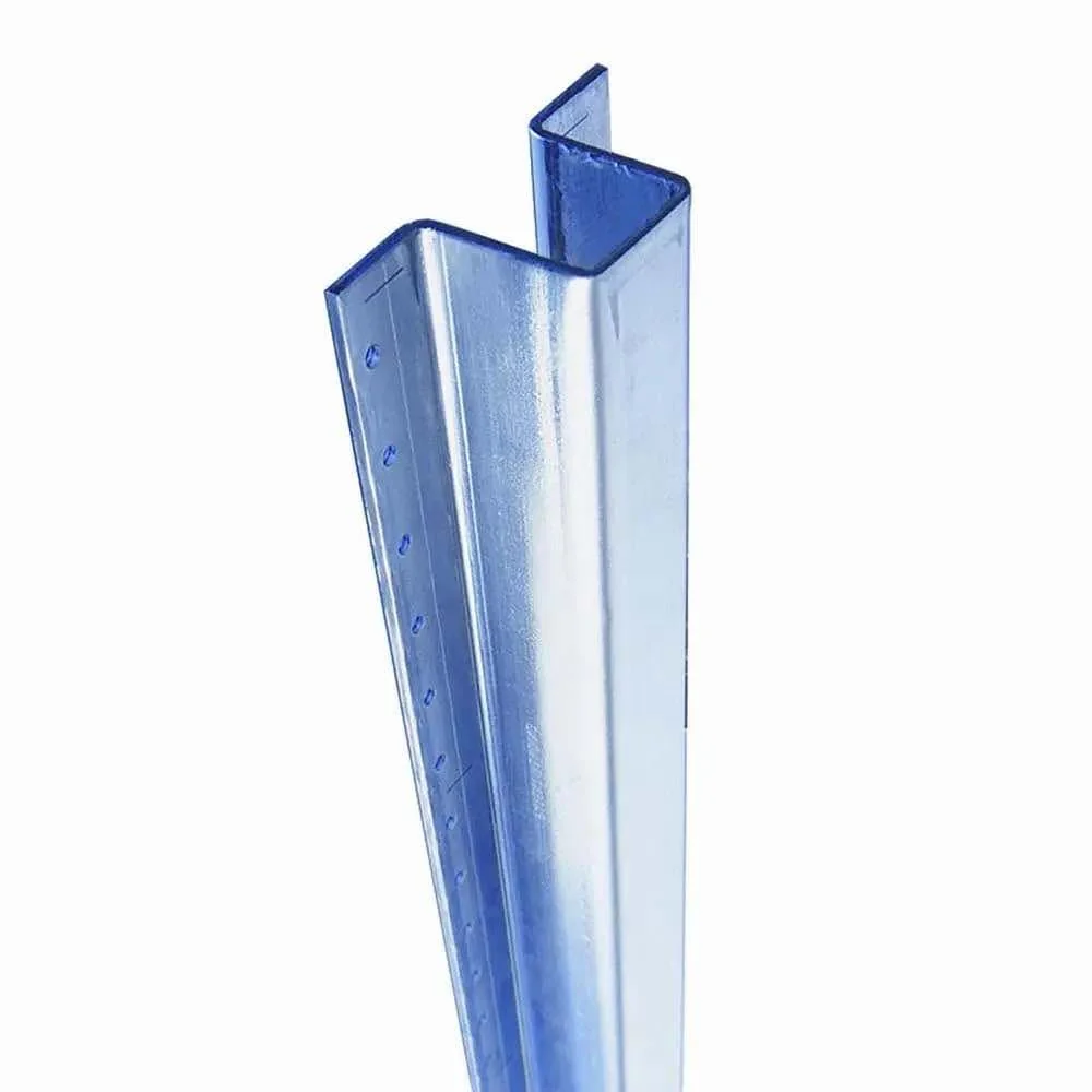 Close-up of galvanized steel U-channel fence post with pre-drilled holes for secure, rust-resistant installation, ideal for wood or vinyl fencing systems