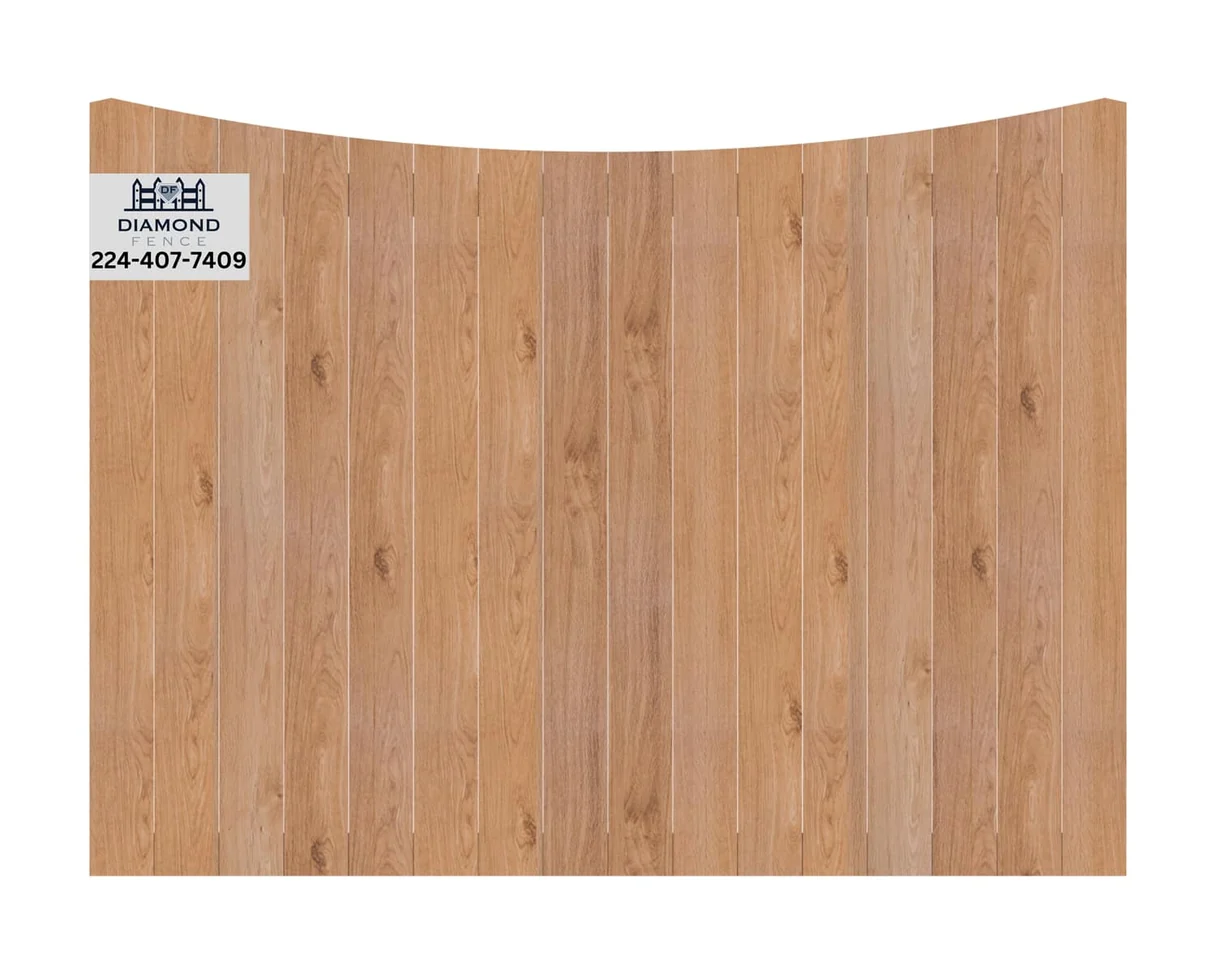 Straight-edged, fully enclosed wood privacy fence with vertical boards and no gaps, perfect for backyard security and noise reduction in residential neighborhoods
